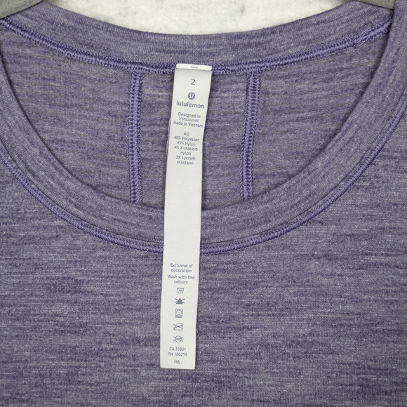 Lululemon Women's Long Distance Short Sleeve Tee Heathered Lilac Sz 2 - Picture 9 of 10